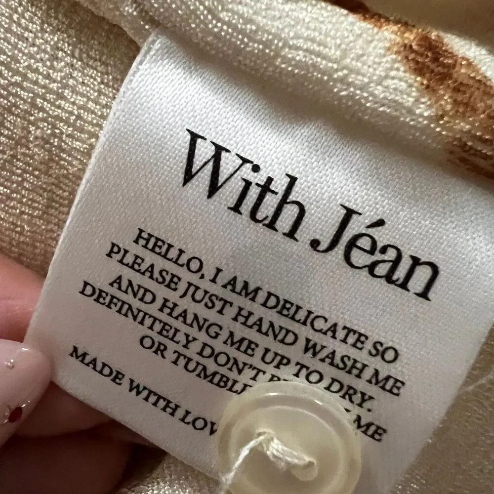 With Jéan Andy Mini Dress Chalk & Flowers Ruched Button Front Long Sleeve S - Picture 8 of 8